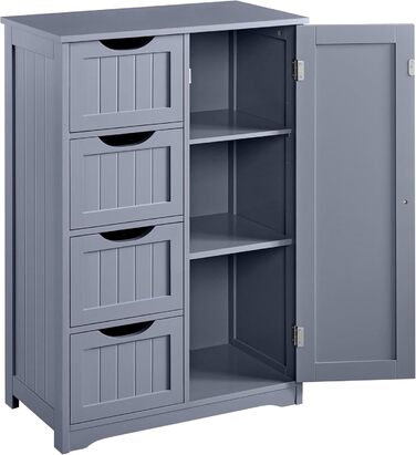 Шафа для ванної кімнати Yaheetech з 4 шухлядами та 2 дверцятами, підлогова шафа-комод для ванної, вітальні, коридору, кухні, білий, 81 x 30 x 83 см