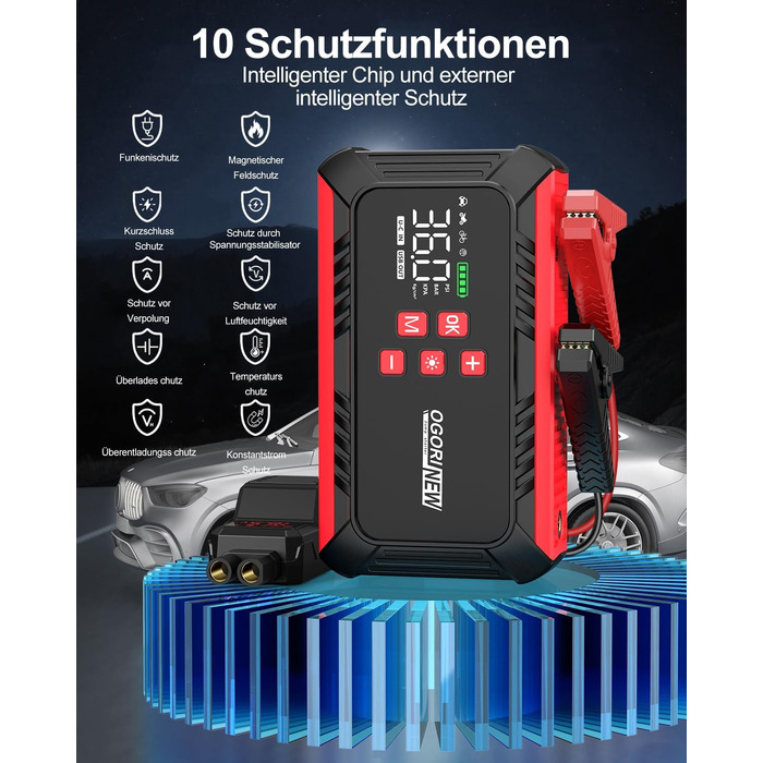 Powerbank для автомобіля з компресором 150 PSI, 7000A, 12V, 8L/10L (бензин/дизель), LED-ліхтарик