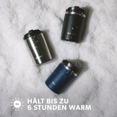 Термокружка QWETCH 240 мл, нержавіюча сталь, чорна - для кави та чаю, зберігає тепло 6 год, холод 12 год, BPA-free, без витоку, багаторазова