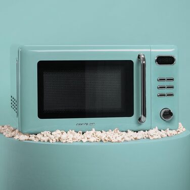 Мікрохвильова піч Cecotec Proclean 5110 Retro Blue з грилем, 20 л, 700 Вт, 5 режимів, 8 програм, таймер 60 хв, функція розморожування, сигнал завершення, ретро-дизайн, блакитна, з блокуванням від дітей
