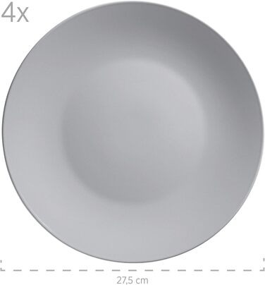 Сучасний набір посуду для 4 осіб у сірому кольорі, комбінований набір із кераміки та керамограніту з 16 предметів, вибір 931914 пастельних тонів