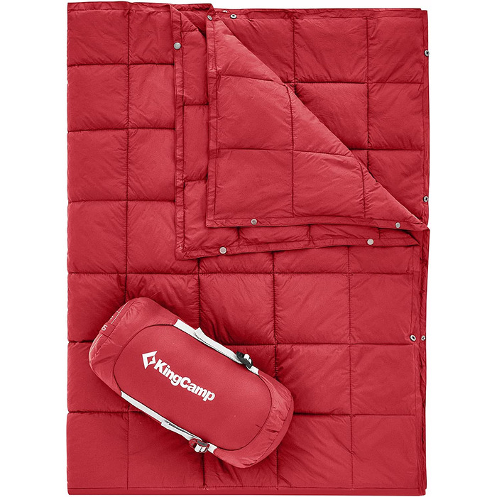 Надлегке дорожнє ковдру KingCamp, тепла ковдра для активного відпочинку, вітрозахисна ковдра для кемпінгу, водонепроникний компактний невелика упаковка для подорожей, пікніка, подорожей будинку 175 135 см (152203 см0.81 кг, винно-червоного кольору)