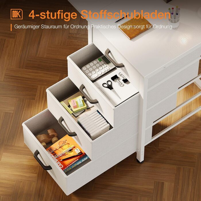 Комп'ютерний стіл ODK з 4 шухлядами 120x48x75.7 см, білий, з тримачем для навушників