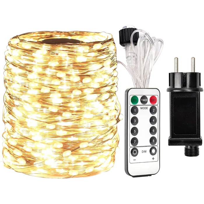 LED гірлянда RESNICE 30м, 300 LED, водонепроникна, з пультом, для дому та саду