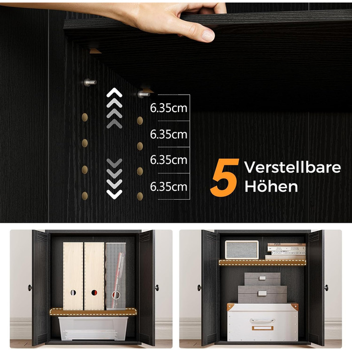 Стелаж Coleshome з дверцятами та шухлядами, 5 полиць, 48x24x164.2 см, білий/чорний