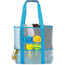Велика пляжна сітчаста сумка Gogogoal, сумка через плече без піску, водонепроникна сумка для перенесення на пляж, для пікніка, плавання, покупок, кемпінгу, іграшка XXL (синя)