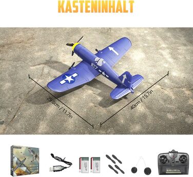 RC літак HAWK'S WORK F4U Corsair 2.4GHz – радіокерований літак-винищувач для дітей та початківців, готовий до польоту з гіростабілізатором