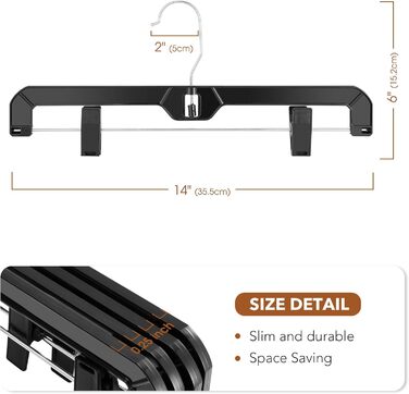 Кліпси для штанів House Day, 12 шт, 35 см, пластикові вішалки для штанів, спідниць, джинсів, шортів та легінсів, з обертовим гачком 360°