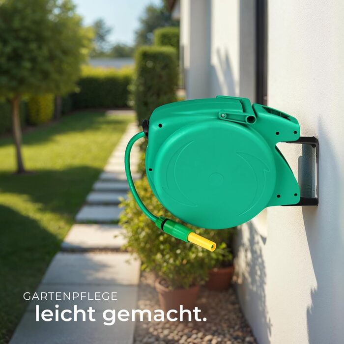 Шланговий барабан Tectake® для стіни, 1/2 дюйма, 10 м, з автозмотуванням. Шланг садовий, котушка для шланга, барабан для поливу, розпилювач.