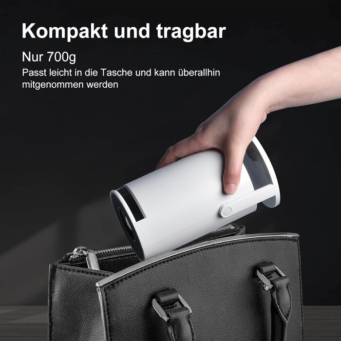 Міні проектор Salange HY300Pro+ 4K з Wi-Fi 6, Bluetooth 5.2 та Android 11.0 для домашнього кінотеатру. Підтримка 180° повороту, сумісний з телефоном, Xbox, ноутбуком, TV Stick, USB. Білий колір.