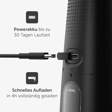 Електрична зубна щітка Wondersmile PRO - Перевірена TÜV, 4 режими, 60 днів роботи від акумулятора, чорний комплект для догляду за порожниною рота