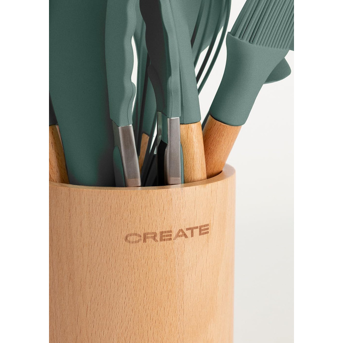 Набір кухонних аксесуарів Sage: 11 предметів з силікону та буку, BPA-free, до 230°C, кремовий