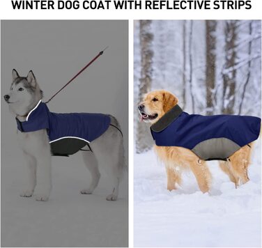 Куртка для собак Bwiv, водонепроникна зимова куртка з отвором для повідця, жилет для цуценят і домашніх тварин, легка куртка на липучці з флісу для середніх і великих собак, 6XL, темно-синій, 6XL, темно-синій