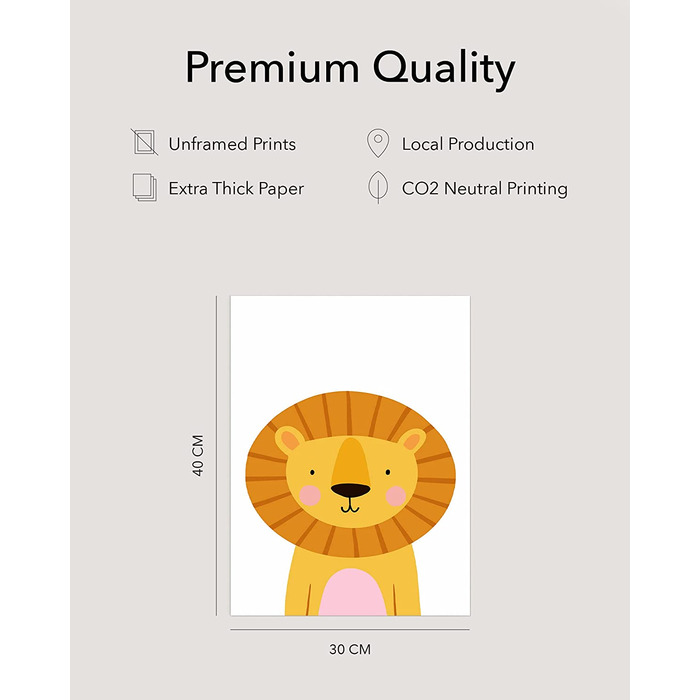 Набір з 6 дитячих постерів Hambient для кімнати дитини: Сафарі Африки (30x40 см, без рамки)
