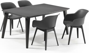 Садові крісла Allibert Akola Keter, графіт, комплект 2 шт., пластик, 56.7x55.8x80.1 см, чашоподібна форма, для саду, тераси або їдальні