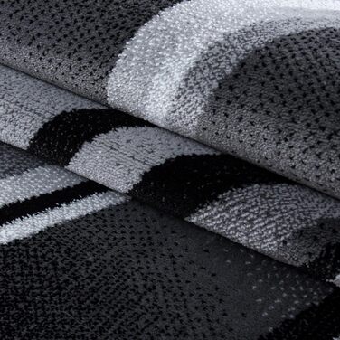Килимове покриття для вітальні 80x150 Абстрактний хвильовий дизайн з поліпропілену Стильно і доступно (Чорний, 120 x 170 см)