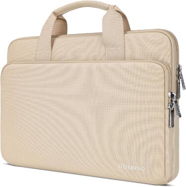 Чохол для ноутбука DOMISO 15.6 дюймів, сумісний з MacBook Pro (M4/M3/M2/M1) та іншими моделями, водовідштовхуючий, з ручкою, бежевий