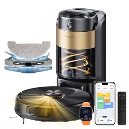 Робот-пилосос Proscenic Q20Plus з функцією миття, 10000Pa, 200хв, бездротовий, самостійна очистка, 3-в-1 для тварин, килимів, твердих поверхонь, чорний