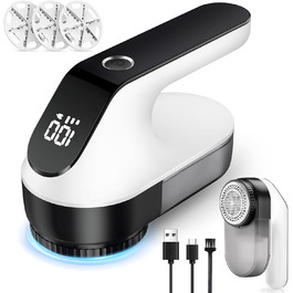 Електричний видалення ворсу Maxtachi: бездротовий пристрій для одягу з 3 швидкостями, 6-клинковий насадка, LED-дисплей, чорний