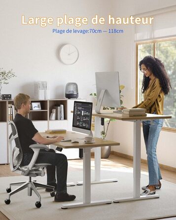 Електричний регульований стіл YIHAYO 140x60 см з функцією пам'яті, білий каркас/біла поверхня