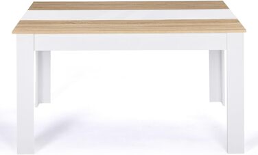 Обідній стіл Georgia прямокутний, на 8 осіб, білий та з імітацією буку, 160 x 90 см