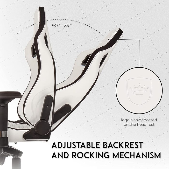 Крісло ігрове Noblechairs Epic, офісне, для роботи, PU-шкіра, з подушкою, білий/чорний