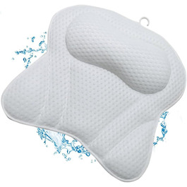 Подушка для ванни Penelife - Ергономічна подушка для ванни з технологією 4D повітряної сітки - Розслаблююча подушка для шиї (біла)