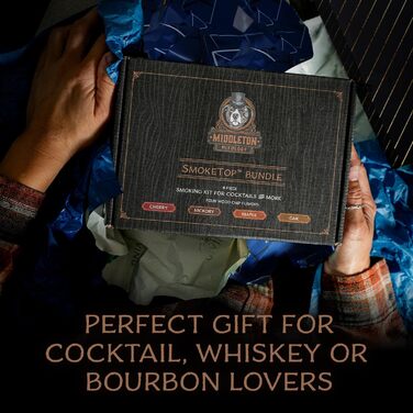 Набір для копчення коктейлів SmokeTop з дерев'яними стружками (вишня, гікорі, клен, дуб) + ліхтарик – для коктейлів, віскі, бурбону