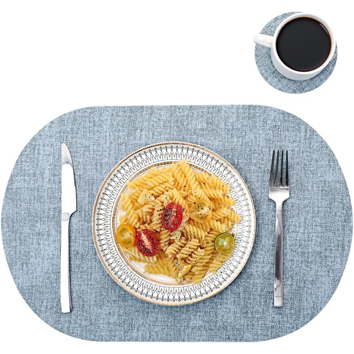 Набори серветок на стіл овальної форми, 6 шт, штучна шкіра, термостійкі та водонепроникні (зелені)