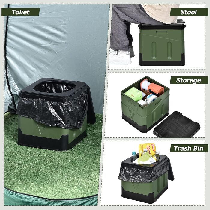 Зручна складана мобільна туалетна кімната OTRAKI для кемпінгу, фестивалів та подорожей (зелена)