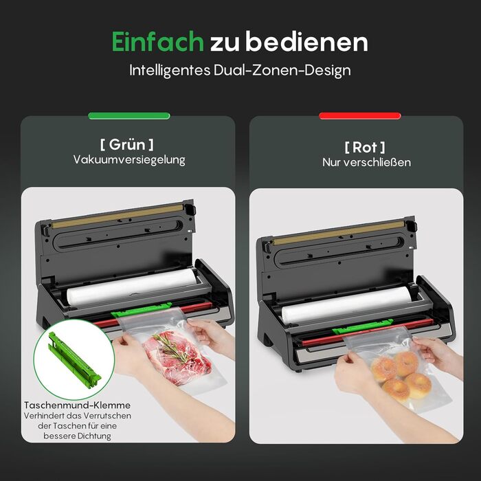 Вакууматор FRESKO Automatik для продуктів з турбо-режимом (15л/хв), автоматичний вакуумний пакувальник, 2 рулони в комплекті