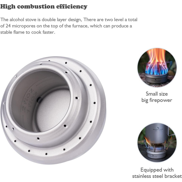 iBasingo Titan Alkoholkocher Spirit Herd з кріпленням - портативний газовий пальник для кемпінгу, пікніків та трекінгу Ti2001C