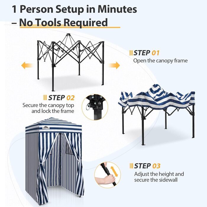 Намет-роздягальня EAGLE PEAK Flex Ultra Compact Pop-Up, 1,2 x 1,2 м, для басейну, фотосесій та кемпінгу (Морська синя/Білий)