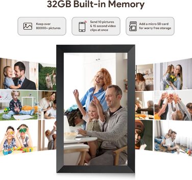 Frameo Цифровий фоторамка 15.6 дюймів, FHD IPS сенсорний екран, 32GB, Wi-Fi, автоматичне обертання, віддалене завантаження фото та відео, XL
