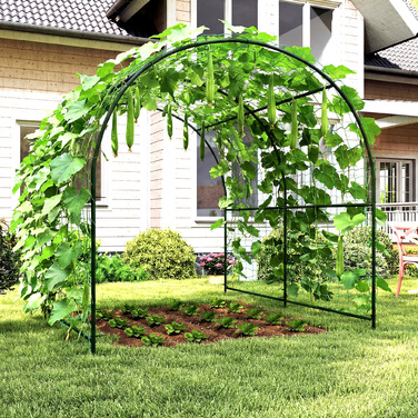 Металева шпалерна сітка для підв'язування рослин, нержавіюча сталь, вигнута, для огірків та інших рослин, 210 x 250 x 216 см, темно-зелений