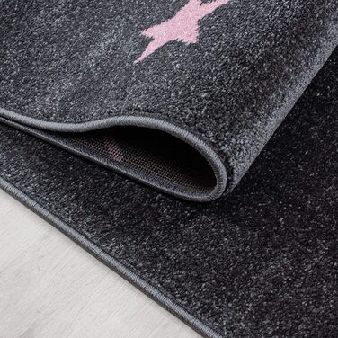 Дитячий килимок з коротким ворсом Падаюча зірка М'який м'який килимок для дитячої кімнати сіро-рожевий, Розмір (120 х 170 см)