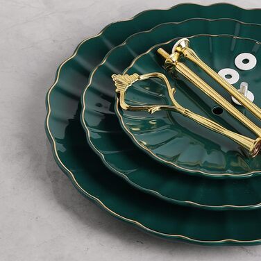 Стійка для тістечок Sweejar Home з кераміки, 3 яруси, для весілля, десертів, тістечок, чаювання, сервірування їжі (Смарагдовий)