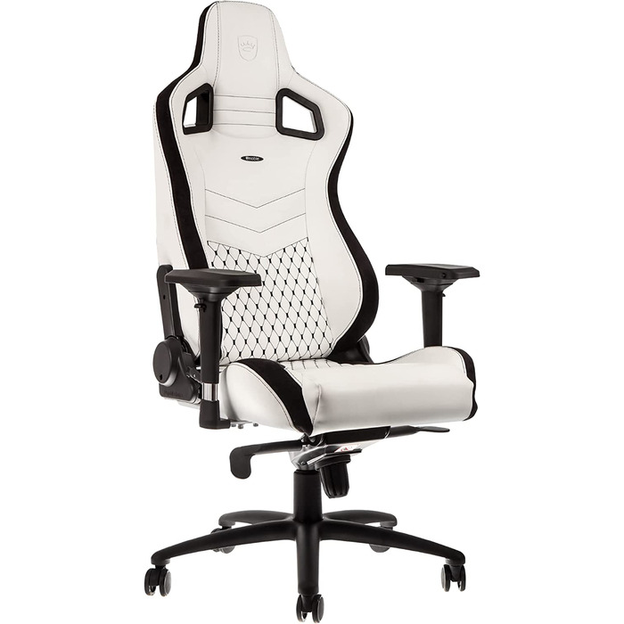 Крісло ігрове Noblechairs Epic, офісне, для роботи, PU-шкіра, з подушкою, білий/чорний