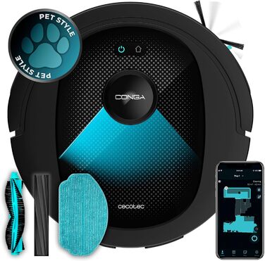 Робот-пилосос Cecotec Conga 8490 Ultimate Ultra Power: лазерна навігація, 4-в-1 (пилосос, мийка, пароочисник), 7000Pa, до 170 хв роботи, силіконова щітка