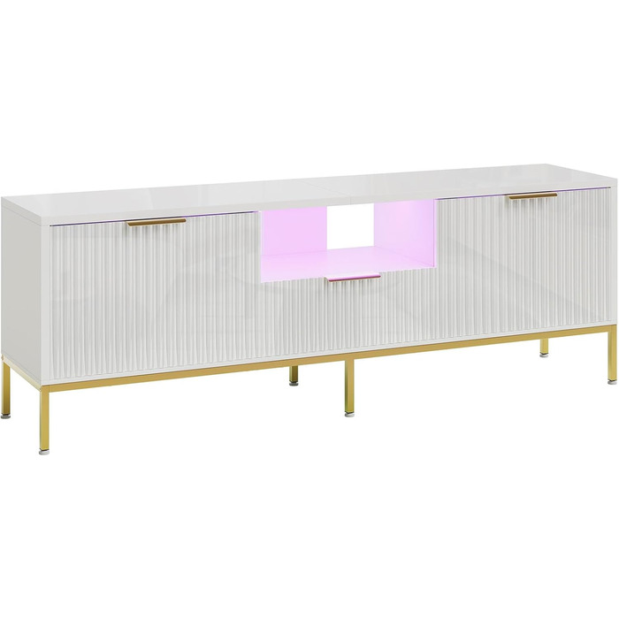 Тумба під ТВ Bestier для телевізора 55/60 дюймів, біла, з полицями для зберігання - сучасна медіа-консоль для вітальні та спальні