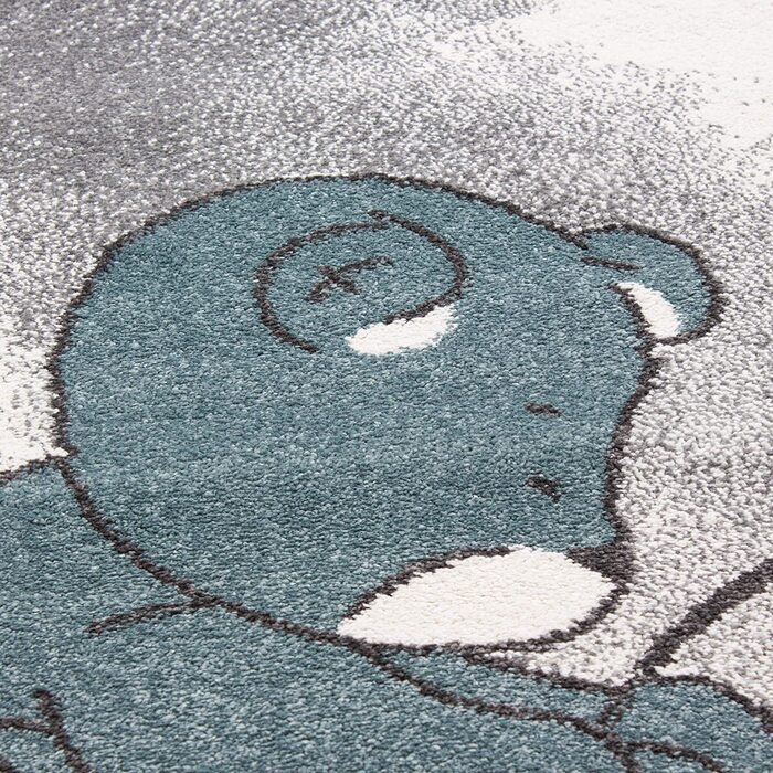 Домашній дитячий килим з коротким ворсом, дизайн у вигляді хмари у вигляді ведмедя дитяча ігрова кімната дитяча кімната 11 мм Висота ворсу М'який прямокутний круглий бігун Розмір120x170 см (200x290 см, синій)