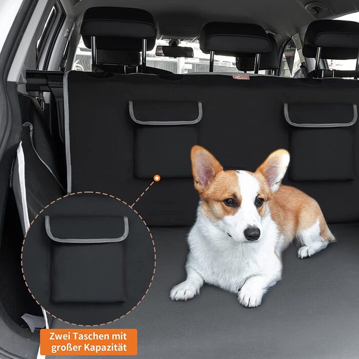 Захисна кришка багажника Toozey для собак з бічним захистом-універсальне автомобільне ковдру для собак-водонепроникне, стійке до розриву і просте у догляді-міцний захисний килимок для собак-Чорний стандартний чорно-сірий край