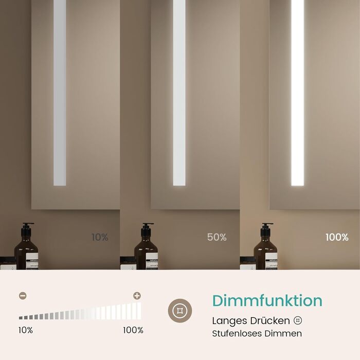 Дзеркало для ванної кімнати EMKE з підсвічуванням 60x80 см, 2 кольори світла, антизапарник, IP44, LED, сенсорний вимикач