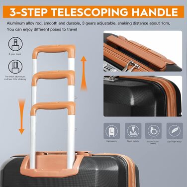 Набір валіз Joyway 3 в 1 з твердим корпусом, 4 колеса та TSA-замок. Включає косметичку та сумку-рюкзак. Колір: коричневий/білий. Підходить для ручної поклажі.