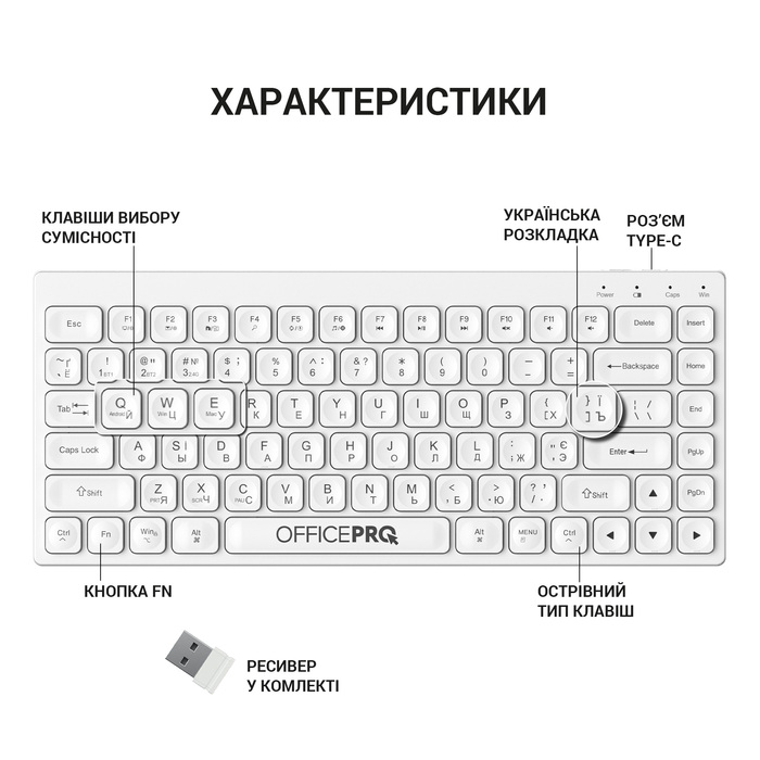 Клавіатура бездротова OfficePro (SK955W)
