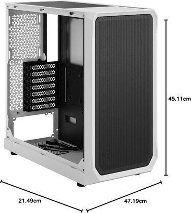 Корпус для ПК Fractal Design Focus 2 White з загартованим склом, білий, сітчаста передня панель, 2 вентилятори 140 мм, ATX, ігровий