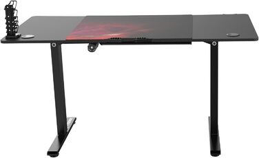 ULTRADESK Стіл для роботи Level V2 - Регульована висота, 140x68 см - Електричний стіл для геймінгу, офісу, дому - з XL-килимком для миші - Чорний, Червоний
