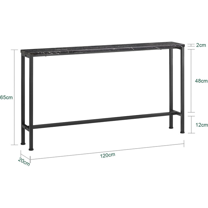 Консольний стіл SoКупити FSB19-Z вінтажний, метал, мармуровий вигляд, 120x65x20см, чорний