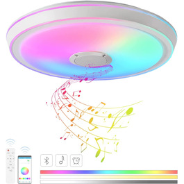 Світлодіодний стельовий світильник VOMI з динаміком Bluetooth, RGB, з можливістю затемнення, пульт дистанційного керування та додаток, 50 см, сучасний