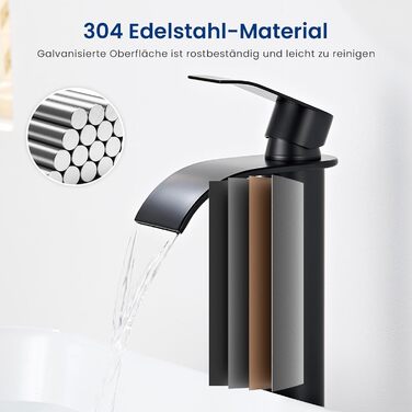 Змішувач для ванної CECIPA Gebürstet, нержавіюча сталь, чорний мат, висота виливу 245 мм | Змішувач для умивальника, для ванної кімнати